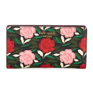 Kate Spade Morgan Rose Garden Slim Bifold Wallet BLACK MULTI
